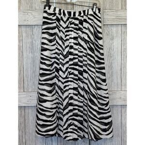 Banana Republic Skirt Midi Pleated Women’s Size 2 Black And White Zebra Print